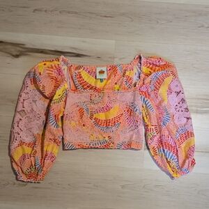 FARM Rio Dotted Bannana Blouse, Size Small
